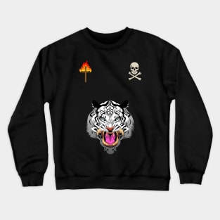 White tiger,skull and Bones,burning cross Crewneck Sweatshirt